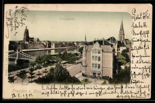 AK Alt-Frankfurt, Totalansicht mit Dom und Brücke