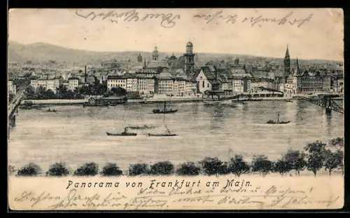 Lithographie Frankfurt am Main, Panorama der Stadt