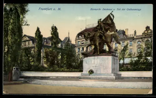 AK Frankfurt a. M., Bismarck-Denkmal, Teil der Gallusanlage