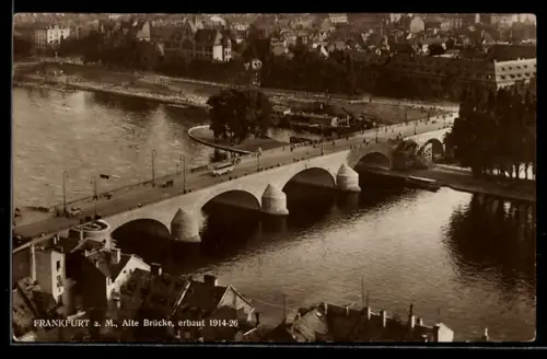 AK Alt-Frankfurt, Alte Brücke aus der Vogelschau