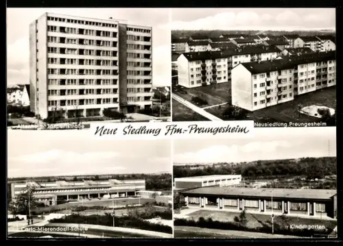 AK Frankfurt-Preungesheim, Neue Siedlung, Carlo-Mierendorff-Schule, Kindergarten, Altenheim