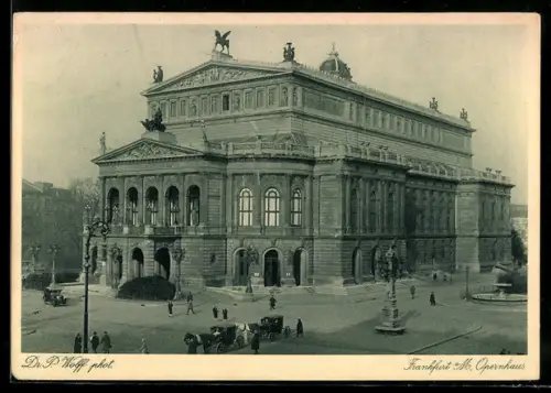 AK Frankfurt a. M., Opernhaus aus der Vogelschau