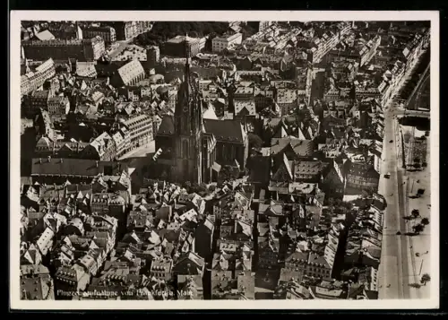 AK Alt-Frankfurt, Flugzeugaufnahme des Zentrums, mit Dom