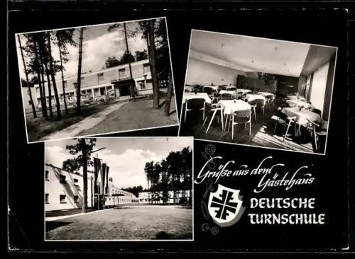 AK Frankfurt-Sachsenhausen, Gästehaus Deutsche Turnschule, Otto-Fleck-Schneise, mit Innenansichten