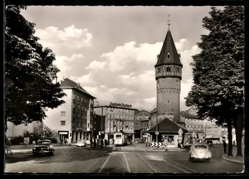 AK Frankfurt-Westend, Bockenheimer Warte, Strassenbahn, Turm