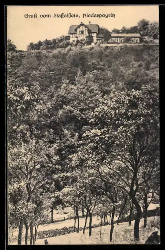 AK Niederpoyritz, Ansicht vom Gasthaus Staffelstein