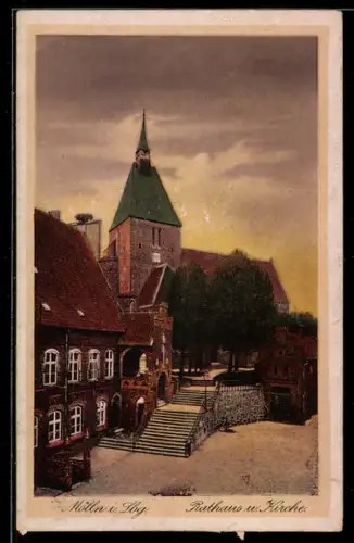 AK Mölln i. Lbg., Rathaus und Kirche