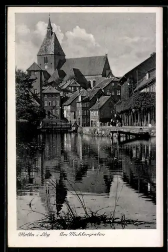 AK Mölln i. Lbg., Ortspartie am Mühlengraben mit Blick zur Kirche