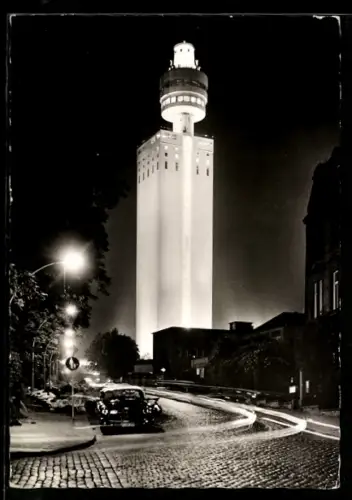 AK Frankfurt-Sachsenhausen, Henninger Turm bei Nacht