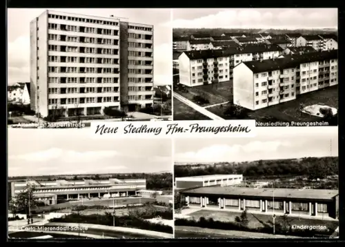 AK Frankfurt-Preungesheim, Jaspertstrasse, Neusiedlung, Carlo-Mierendorff-Schule, Kindergarten