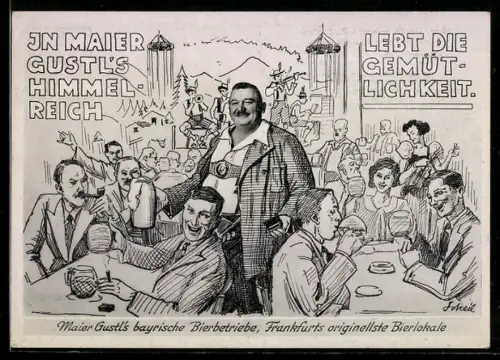 AK Frankfurt am Main, Maier Gustl`s bayrische Bierbetriebe, Bierlokale, Kaiserstrasse 56 und 68