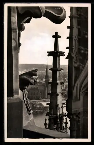 AK Frankfurt a. M., Blick vom Dom auf Dreikönigskirche und Sachsenhausen