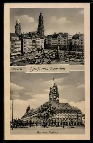 AK Dresden, Altmarkt, neues Rathaus