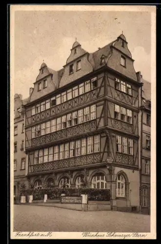 AK Alt-Frankfurt, Auf dem Römer vor dem Weinhaus Schwarzer Stern