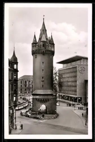 AK Frankfurt am Main, Eschenheimer Turm und Bayer-Haus