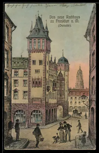 Künstler-AK Alt-Frankfurt, Neues Rathaus, Ostseite