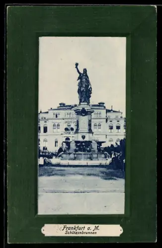 AK Frankfurt-Ostend, Schützenbrunnen, Passepartout