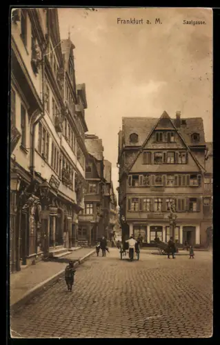 AK Frankfurt, Saalgasse mit Geschäften