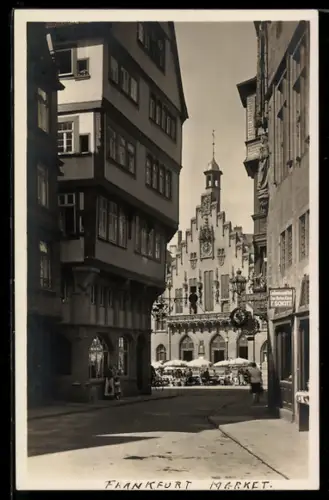 AK Alt-Frankfurt, Blick vom Alten Markt auf den Römer