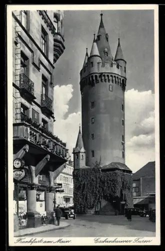 AK Frankfurt a. M., Eschenheimer Turm, von der Seite gesehen