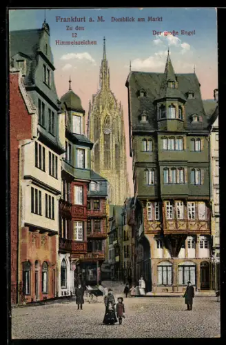 AK Alt-Frankfurt, Domblick am Markt, Zu den 12 Himmelszeichen und der grosse Engel