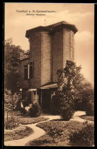 AK Frankfurt-Sachsenhausen, Partie vor dem Willemer-Häuschen