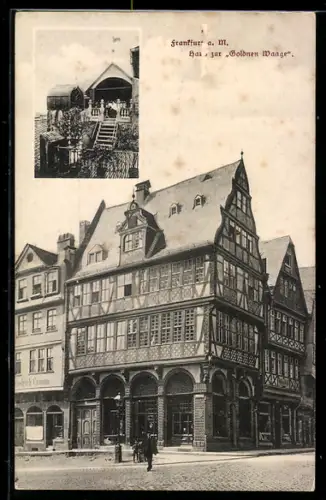 AK Alt-Frankfurt, Haus zur Goldenen Waage, Gartenhaus auf dem Dach