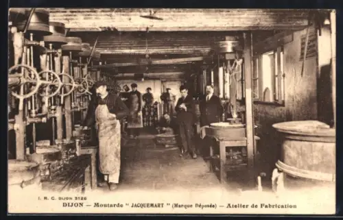 AK Dijon, Reklame für Dijon-Senf, Moutarde Jacquemart, Atelier de fabrication