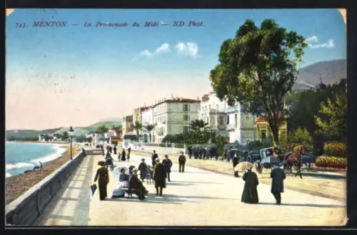 AK Menton, La Promenade du Midi