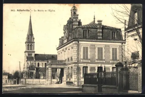 AK Alfortville, La Mairie et l'Eglise