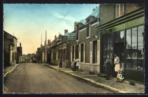 AK Sainte-Geneviéve-des-Bois, Strasse mit Ladengeschäft, Billard Cafe