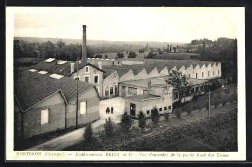 AK Montbron /Charente, Etablissements BRIQO et Cie., Vue d`Ensemble de la partie Nord des Usines