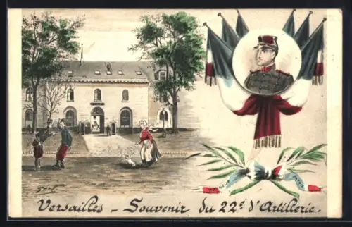 AK Versailles, Souvenir d`artillerie, les soldats