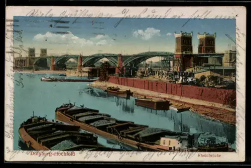 AK Duisburg-Hochfeld, Partie an der Rheinbrücke