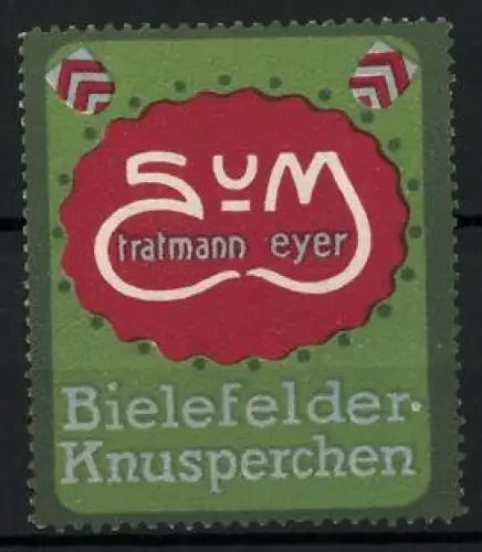 Reklamemarke Bielefeld, Bielefelder Knusperchen Stratmann & Meyer, Firmen-Logo