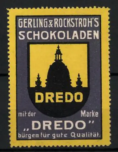 Reklamemarke Dresden, Gerling & Rockstroh`s Schokoladen, Silhouette der Frauenkirche