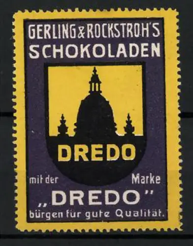 Reklamemarke Dresden, Gerling & Rockstroh`s Schokoladen, Dredo Frauenkirche-Silhouette