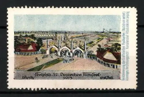 Reklamemarke Leipzig, Festplatz 12. Deutsches Turnfest 1913, Festplatzansicht
