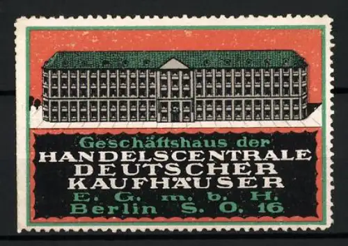 Reklamemarke Berlin, Geschäftshaus der Handelscentrale Deutscher Kaufhäuser, Gebäudeansicht