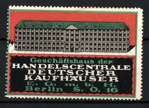 Reklamemarke Berlin, Geschäftshaus der Handelscentrale Deutscher Kaufhäuser, Gebäudeansicht