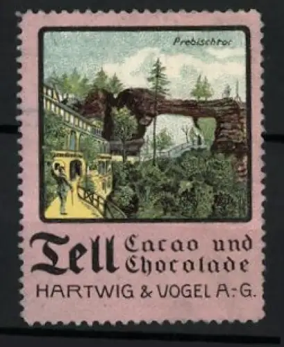 Reklamemarke Dresden, Tell Cacao und Chocolade Hartwig & Vogel AG, Prebischtor