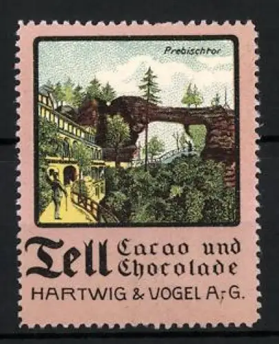 Reklamemarke Dresden, Tell Cacao und Chocolade Hartwig & Vogel AG, Prebischtor