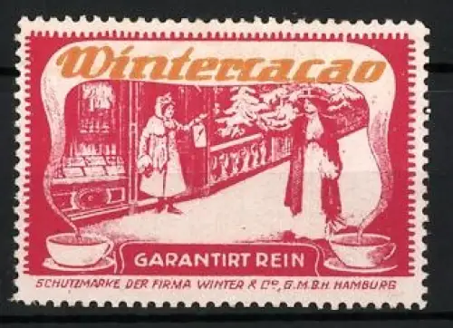 Reklamemarke Hamburg, Wintercacao Winter & Co. GmbH, Damen vor Ladengeschäft