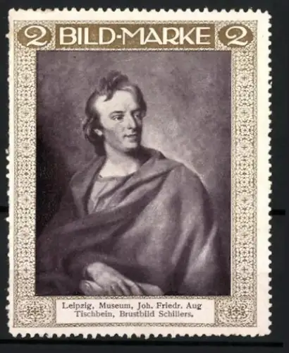 Reklamemarke Leipzig, Brustbild Friedrich Schiller nach Joh. Friedr. Aug. Tischbein