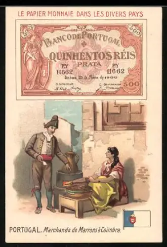 Sammelbild Lille, Maison C. Beriot, Chicorée extra, Portugiesischer Geldschein 500 Réis