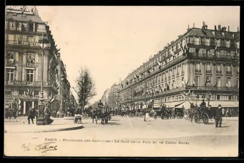 AK Paris, Boulevard des Capucines, Le Café de la Paix et le Grand Hôtel