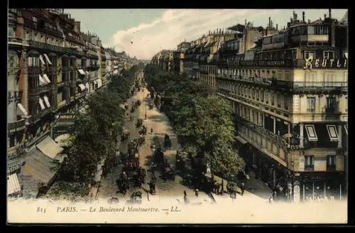 AK Paris, Le Boulevard Montmartre animé