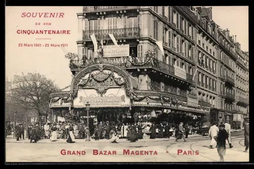 AK Paris, Grand Bazar Magenta, Cinquantenaire 1861-1911