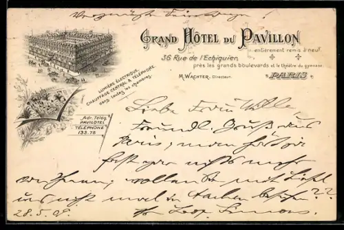 Lithographie Paris, Hôtel du Pavillon, 36, Rue de l`Echiquier