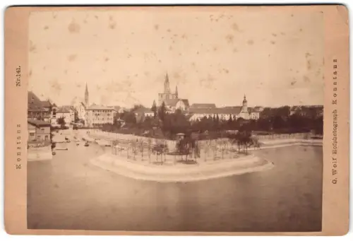 Fotografie G. Wolf, Konstanz, Ansicht Konstanz, Uferpartie im Ort mit Kirche